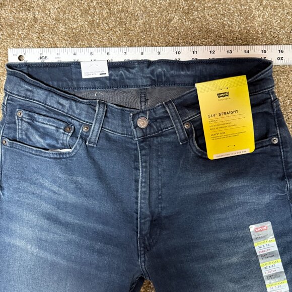 Levi's 514 Flex Straight Leg Jeans Mens 32x32 Blue Denim Cotton Stretch Low Rise - Picture 6 of 16